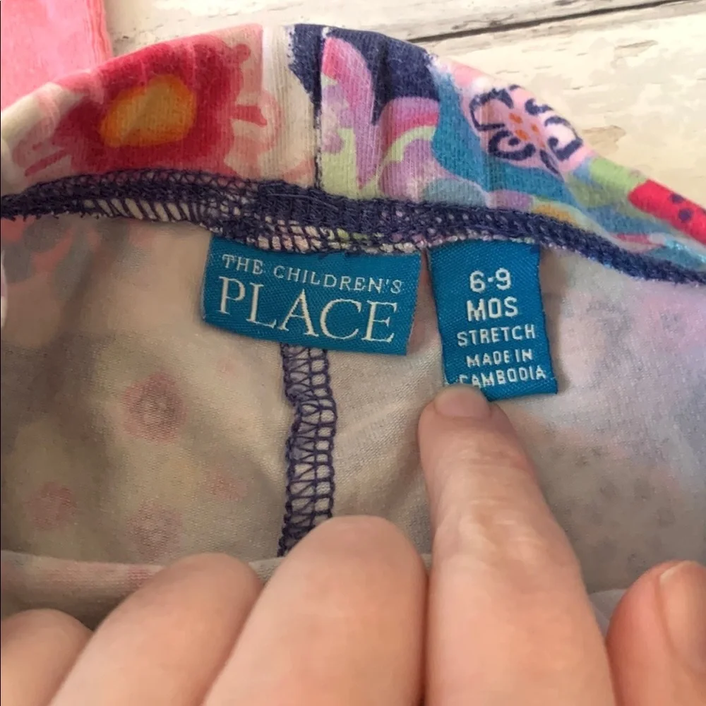 The Children’s Place 6-9m Baby Girl Outfit Flare Floral Blue Pants Pink Onesie